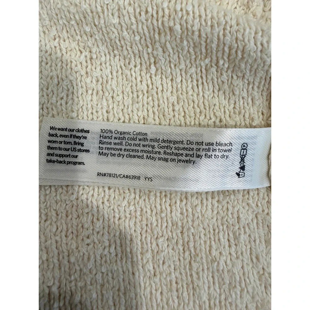 Eileen Fisher Womens Cardigan Cream M Organic Cotton Knit Button Up V-Neck Peru